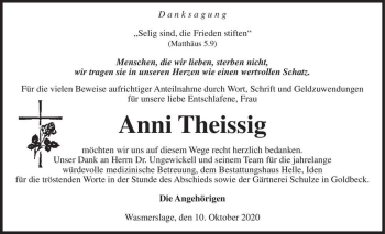 Traueranzeige von Anni Theissig  von Magdeburger Volksstimme