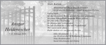 Traueranzeige von Ansgar Heidenescher  von Magdeburger Volksstimme