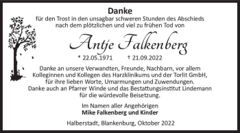 Traueranzeige von Antje Falkenberg  von Magdeburger Volksstimme
