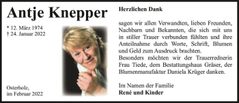 Traueranzeige von Antje Knepper  von Magdeburger Volksstimme
