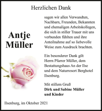 Traueranzeige von Antje Müller  von Magdeburger Volksstimme