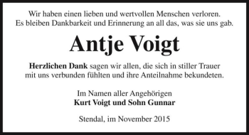 Traueranzeige von Antje Voigt  von Magdeburger Volksstimme