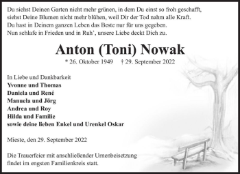 Traueranzeige von Anton 