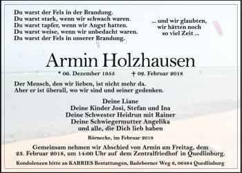 Traueranzeige von Armin Holzhausen  von Magdeburger Volksstimme