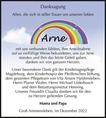 Traueranzeige von Arne  von Magdeburger Volksstimme