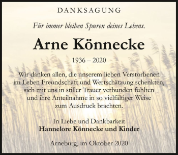 Traueranzeige von Arne Könnecke  von Magdeburger Volksstimme