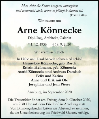 Traueranzeige von Arne Könnecke  von Magdeburger Volksstimme