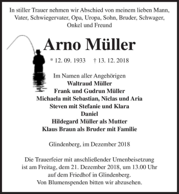 Traueranzeige von Arno Müller  von Magdeburger Volksstimme