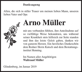Traueranzeige von Arno Müller  von Magdeburger Volksstimme