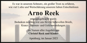 Traueranzeige von Arno Reek  von Magdeburger Volksstimme