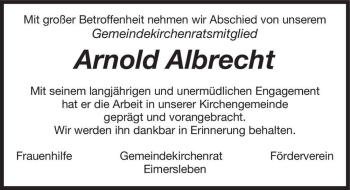 Traueranzeige von Arnold Albrecht  von Magdeburger Volksstimme