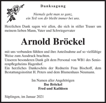 Traueranzeige von Arnold Bröckel  von Magdeburger Volksstimme