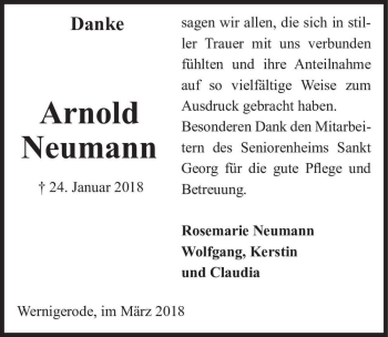 Traueranzeige von Arnold Neumann  von Magdeburger Volksstimme