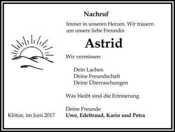 Traueranzeige von Astrid  von Magdeburger Volksstimme
