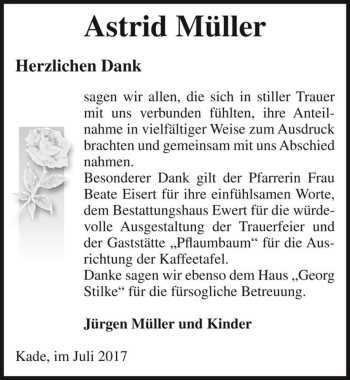 Traueranzeige von Astrid Müller  von Magdeburger Volksstimme