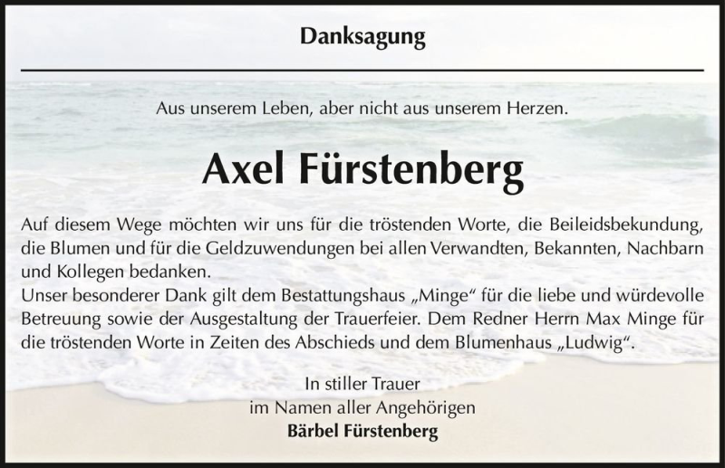  Traueranzeige für Axel Fürstenberg  vom 20.11.2021 aus Magdeburger Volksstimme