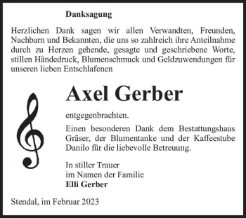Traueranzeige von Axel Gerber  von Magdeburger Volksstimme