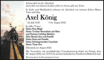 Traueranzeige von Axel König  von Magdeburger Volksstimme