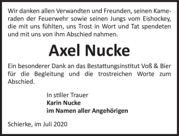 Traueranzeige von Axel Nucke  von Magdeburger Volksstimme