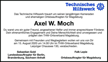 Traueranzeige von Axel W. Moch  von Magdeburger Volksstimme