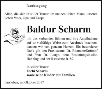Traueranzeige von Baldur Scharm  von Magdeburger Volksstimme