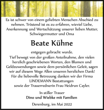 Traueranzeige von Beate Kühne  von Magdeburger Volksstimme