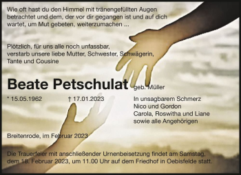 Traueranzeige von Beate Petschulat (geb. Müller)  von Magdeburger Volksstimme