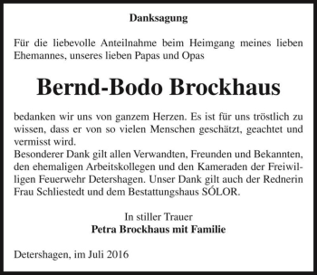 Traueranzeige von Bernd-Bodo Brockhaus  von Magdeburger Volksstimme