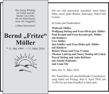 Traueranzeige von Bernd 