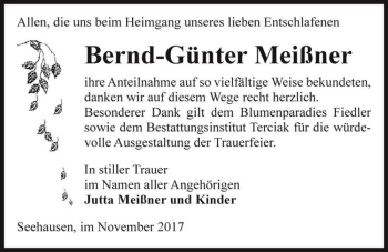 Traueranzeige von Bernd-Günter Meißner  von Magdeburger Volksstimme