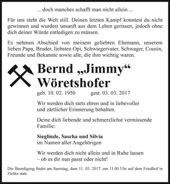 Traueranzeige von Bernd 