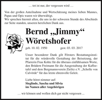 Traueranzeige von Bernd 