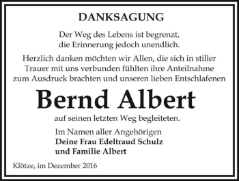Traueranzeige von Bernd Albert  von Magdeburger Volksstimme