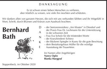Traueranzeige von Bernd Barth  von Magdeburger Volksstimme