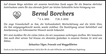 Traueranzeige von Bernd Borchers  von Magdeburger Volksstimme