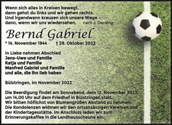 Traueranzeige von Bernd Gabriel  von Magdeburger Volksstimme