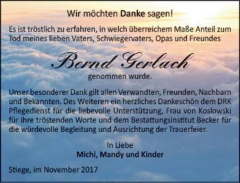 Traueranzeige von Bernd Gerlach  von Magdeburger Volksstimme