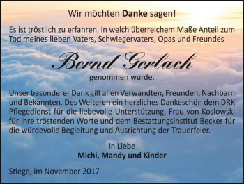 Traueranzeige von Bernd Gerlach  von Magdeburger Volksstimme