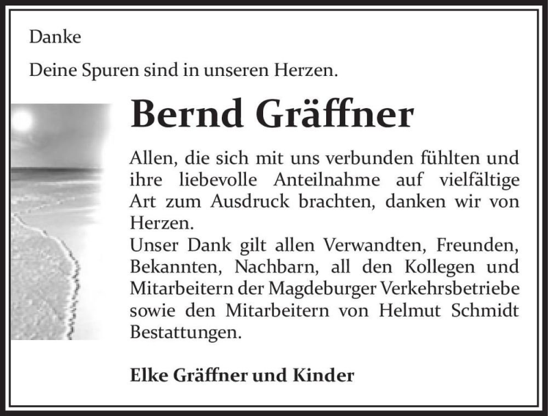  Traueranzeige für Bernd Gräffner  vom 30.05.2020 aus Magdeburger Volksstimme