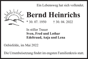 Traueranzeige von Bernd Heinrichs  von Magdeburger Volksstimme