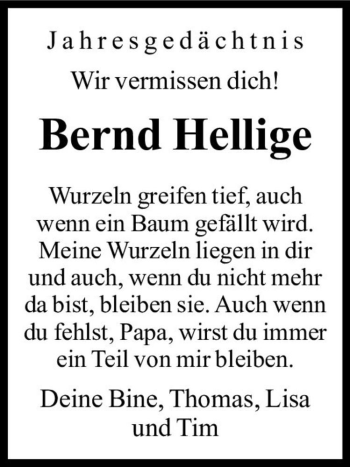 Traueranzeige von Bernd Hellige  von Magdeburger Volksstimme