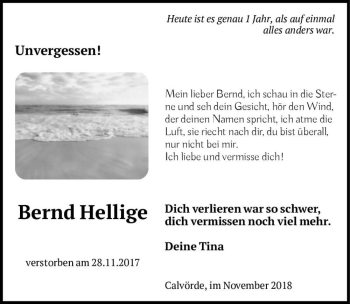 Traueranzeige von Bernd Hellige  von Magdeburger Volksstimme