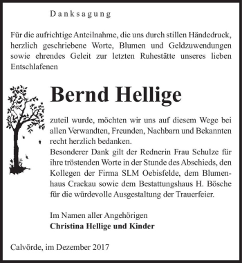 Traueranzeige von Bernd Hellige  von Magdeburger Volksstimme