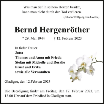 Traueranzeige von Bernd Hergenröther  von Magdeburger Volksstimme