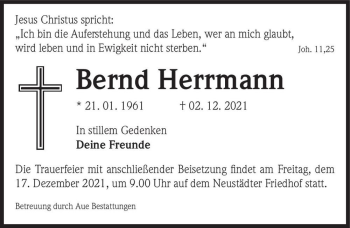 Traueranzeige von Bernd Herrmann  von Magdeburger Volksstimme