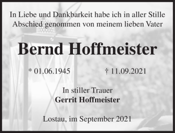 Traueranzeige von Bernd Hoffmeister  von Magdeburger Volksstimme