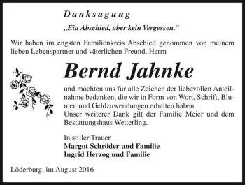 Traueranzeige von Bernd Jahnke  von Magdeburger Volksstimme