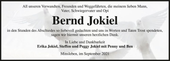 Traueranzeige von Bernd Jokiel  von Magdeburger Volksstimme