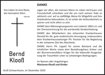 Traueranzeige von Bernd Klooß  von Magdeburger Volksstimme