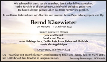 Traueranzeige von Bernd Käsewieter  von Magdeburger Volksstimme